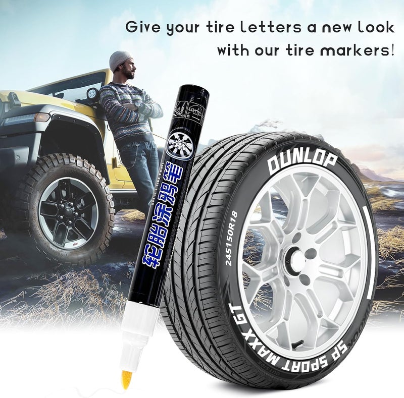 NYTKL Tire Paint Pen for Car, Waterproof Paint Pens Oil-Based Markers for Tire Lettering, Quick Dry Non-Fading Tyre Pen Permanent Drawing Marker for Car Truck Motorcycle Tires (White) - Image 4
